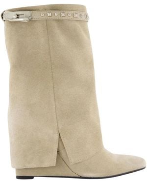 Gibaldi Studded Suede Wedge Boot - Natur