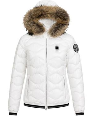 Blauer Wellensteppjacke - Weiß