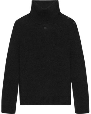 Courreges Rundhals-Pullover Aus Bouclet-Garn - Schwarz