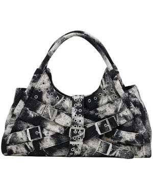 Desigual Tassen ,Zwart ,Katoen Handtas Met Gesp- En Strikdetail