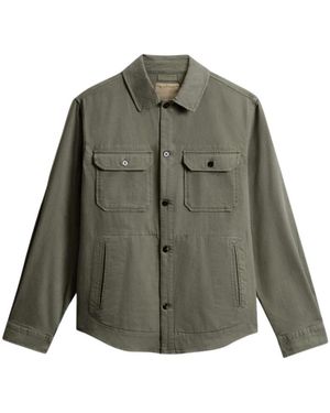 Woolrich Jassen ,Groen ,Linnen Linnenmix Safari Overshirt