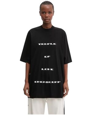 Rick Owens Tops ,Zwart ,Katoen Jumbo T-Shirt