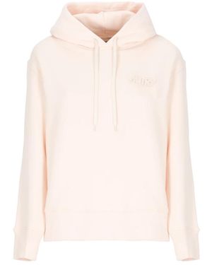 Autry Hoodies & Sweatvesten ,Roze ,Katoen Roze Katoenen Hoodie Met Geborduurd Logo