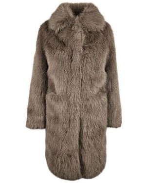 Bomboogie Langer Mantel Aus Langhaarigem Kunstpelz - Braun