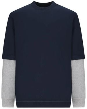 DARKPARK Hoodies & Sweatvesten ,Blauw ,Katoen Troy Double Colour Sleeve Tee