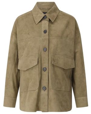 Arma Jassen ,Groen ,Suède Velourslederen Overshirt Kaylee