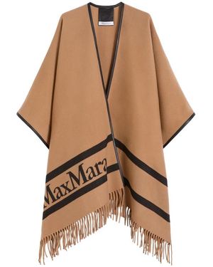 Max Mara Jassen ,Bruin ,Wol Jacquard Wollen Poncho