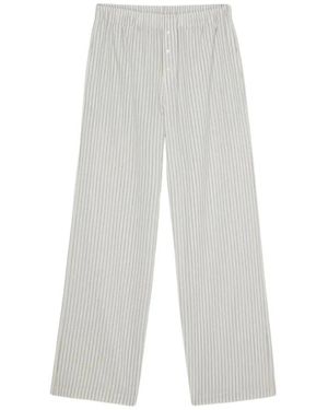 Rohe Broeken ,Wit ,Katoen Silk Stripe Pyjama Broeken