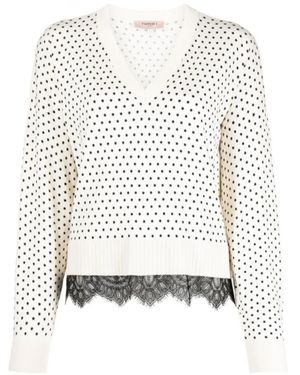 Twinset V-Neck Knitwear - White