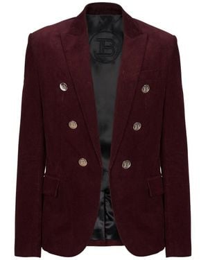Balmain Corduroy Double-breasted Blazer - Purple