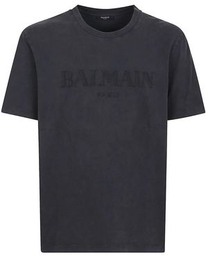 Balmain Vintage Baumwoll-T-Shirt Grau Aw25 - Schwarz