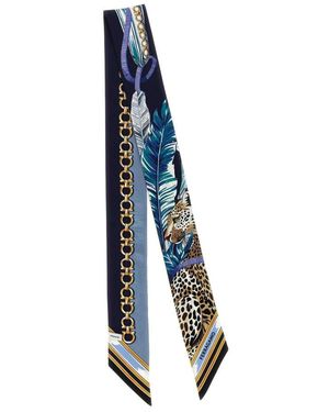 Ferragamo Seidenschal Mit Leoparden- Und Kettenprint - Blau