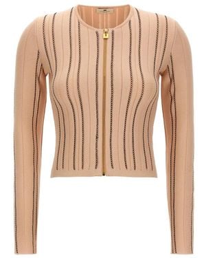 Elisabetta Franchi Cardigan Van Gebreide Stof - Naturel