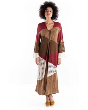 Akep Open-Knit Vest Met Kleurblokken - Rood