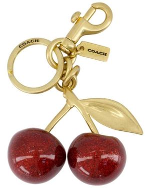 COACH Accessoires ,Rood ,Rode Kersen Sleutelhanger Acetaat Hars - Metallic