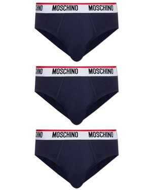 Moschino Ondergoed ,Blauw ,Katoen Drie-Pack Katoenen Slips