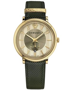 Versace Elegante Lederarmband Analoguhr - Mettallic