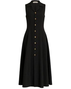 Alberta Ferretti Mouwloze Midi Jurk - Zwart