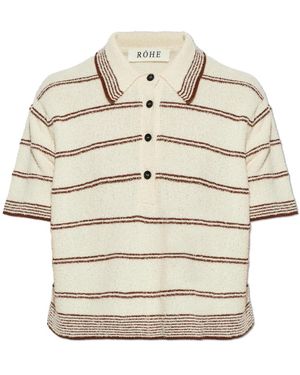 Rohe Striped Pattern Polo - Naturel