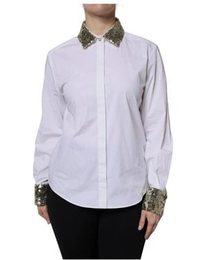 Dolce & Gabbana Collared Long Sleeves Dress Shirt With Sequins - Purple