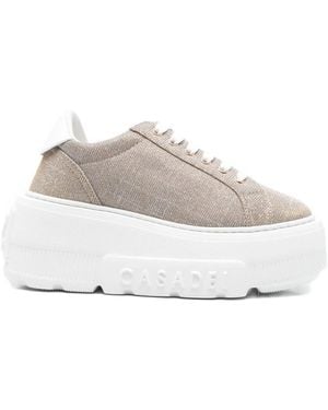 Casadei Goldene Metallic Schnürsneaker - Grau