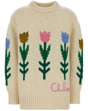 Chloé Round-Neck Knitwear - White
