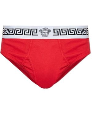 Versace Ondergoed ,Rood ,Katoen Geribbelde Katoenjersey Briefs