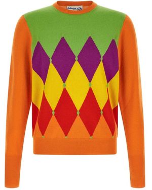 Ballantyne Klassischer Pullover Mit Rautenmuster Und Rundhalsausschnitt - Orange