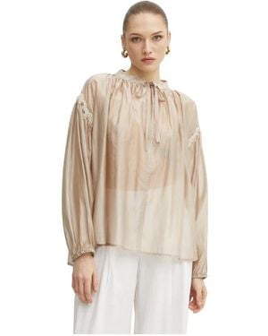 Ermanno Scervino Blouse Met Kanten Details En Strikceintuur - Naturel