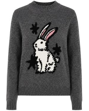 Weekend by Maxmara Truien & Vesten ,Grijs ,Wol Nitra Ronde Hals Gebreid - Zwart