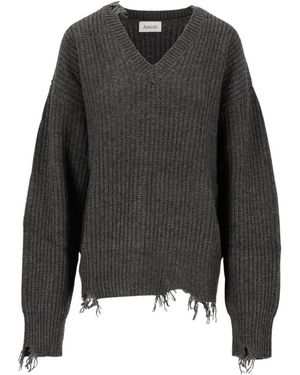 AMISH V-Ausschnitt Strickpullover - Schwarz