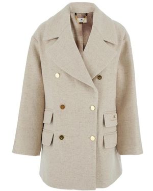 Elisabetta Franchi Witte Jas Cappotto - Naturel