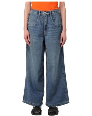FRAME Stijlvolle Hoge Taille Wijde Pijp Denim - Blauw
