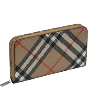 Burberry Haymarket Check Ritssluiting Portemonnee - Naturel