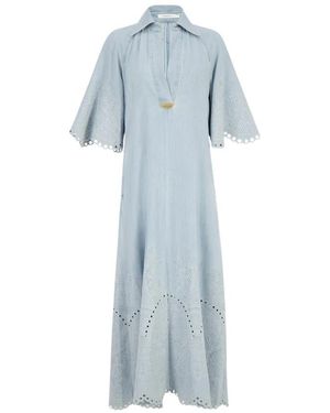 Zimmermann Daylight Denim Midi Jurk - Blauw