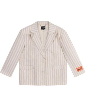 Alix The Label Geweven Streep Blazer - Wit