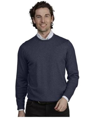 Hansen & Jacob Blauer Rundhalspullover Mit Ellbogenpatches