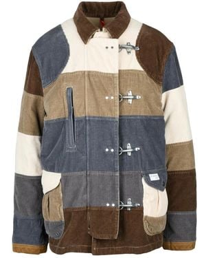 Fay Patchwork Jas Met Corduroy Details - Meerkleurig