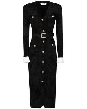 Self-Portrait Chenille-Strick-Midikleid - Schwarz