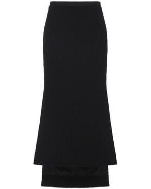 Lanvin Asymmetric Straight-Fit Virgin Wool Skirt - Black