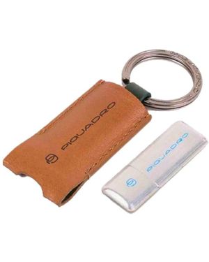 Piquadro Brauner Leder-Usb-Schlüsselanhänger