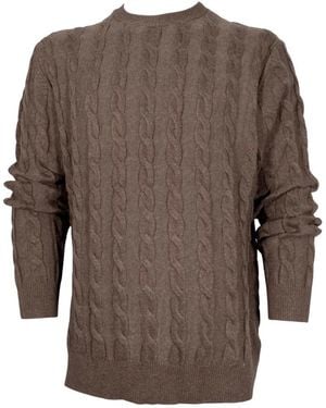 Cashmere Company Pullover Mit Zopfmuster Und Rundhalsausschnitt Iu721 1214 - Braun