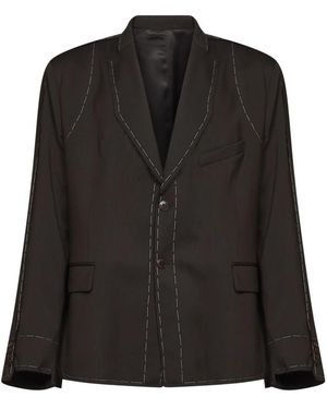 Costumein Jassen ,Bruin ,Leer Blazer - Zwart