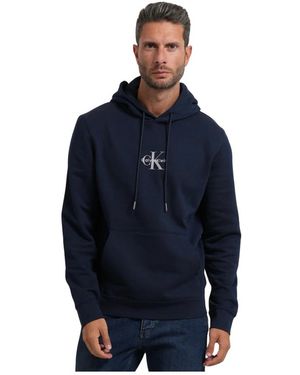 Calvin Klein Hoodies & Sweatvesten ,Blauw ,Katoen Logo Hoodie