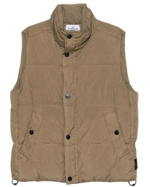 Stone Island Jassen ,Bruin ,Nylon Outwear Gilet - Naturel