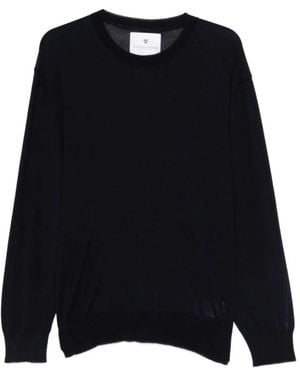 Seven Gauge Round-Neck Knitwear - Blue