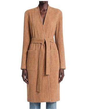 Max Mara Jassen ,Bruin ,Leer Suede Duster Coat
