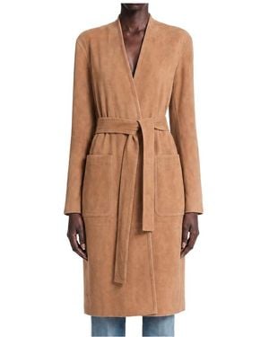 Max Mara Jassen ,Bruin ,Leer Suede Duster Coat
