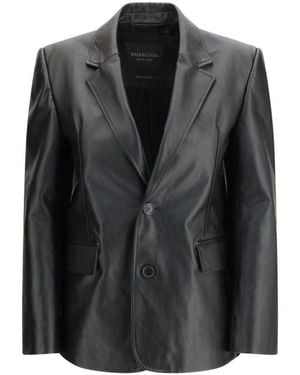 Balenciaga Leather Jackets - Black