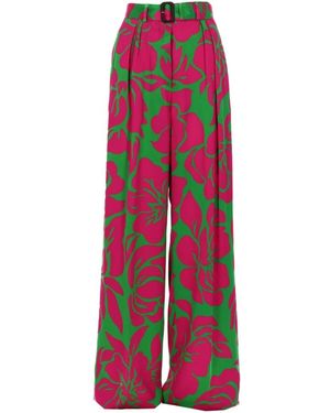 Dries Van Noten Broeken ,Veelkleurig ,Viscose Wijde Broek - Roze